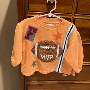 JM Originals boy football sweatshirt, orange, no tag for size, for football fan!